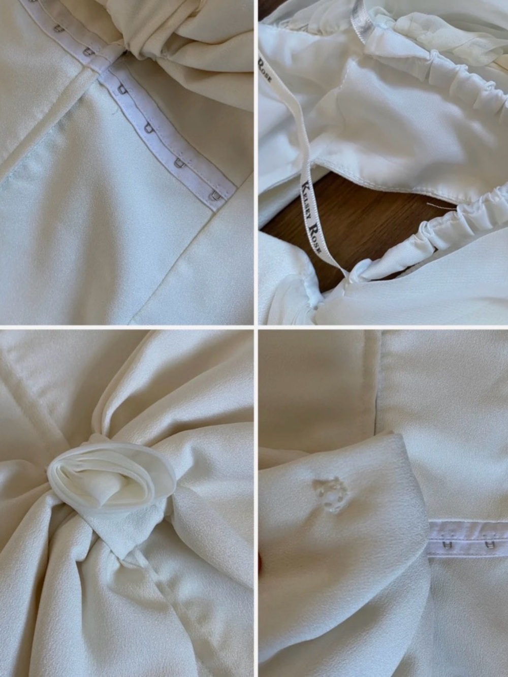 Vintage Off-Shoulder Ivory Bridal Gown with Draped Bow Back - Picture 6 of 7